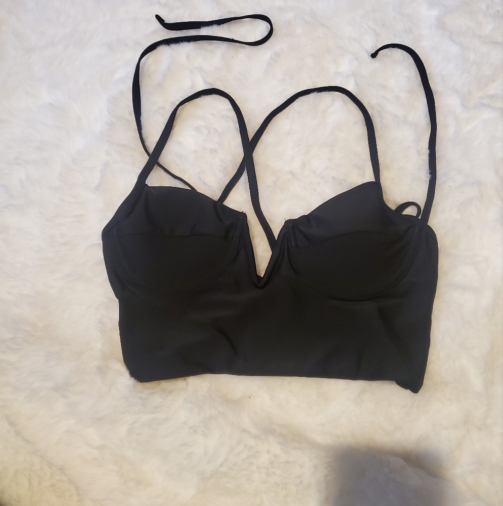 Small Black Zaful Strappy Swimsuit Top